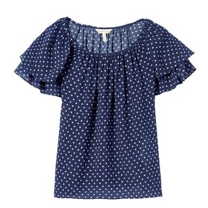 NWT {Rebecca Taylor} Ikat Blue Dot Top